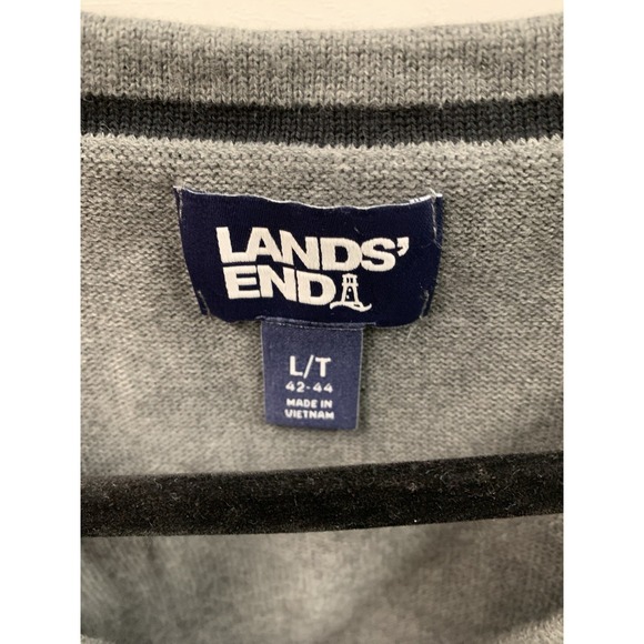 Lands'‎ End Men's Sweater Vest Large Gray  Cotton V-Neck Pullover Classic - Picture 3 of 8